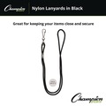 Label & Badge Holders | Champion Sports 126BLK 20 in. Long Metal J-Hook Fastener Lanyard - Black (12/Pack) image number 3