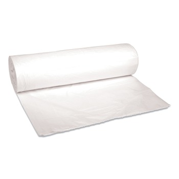 Boardwalk H8046HWKR01 Low-Density 45 Gallon 0.6 mil 40 in. x 46 in. Waste Can Liners - White (25 Bags/Roll, 4 Rolls/Carton)