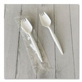 Cutlery | Boardwalk BWKSPORKWHPPIW Mediumweight Wrapped Polypropylene Spork Cutlery - White (1000/Carton) image number 4