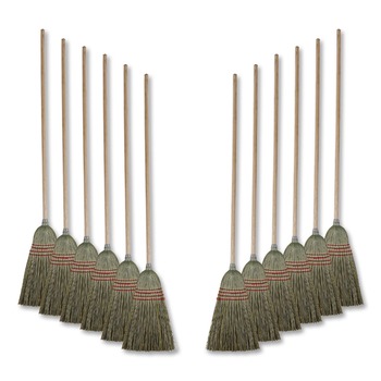 Boardwalk BWK920YCT 55 in. Mixed Fiber Maid Broom - Natural (12/Carton)