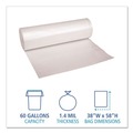  | Boardwalk X7658DCKR01 38 in. x 58 in. 60 gal. 1.4 mil Low Density Can Liners - Clear (100/Carton) image number 4