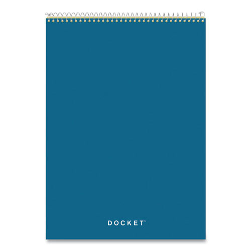 Notebooks & Pads | TOPS 63621 (70) Canary-Yellow 8.5 in. x 11.75 in. Sheets Wide/Legal Rule Docket Ruled Wirebound Pad with Cover - Blue Cover image number 0