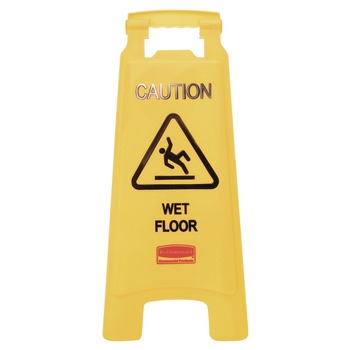 Rubbermaid Commercial FG611277YEL 11 in. x 12 in. x 25 in. Caution Wet Floor Sign - Bright Yellow