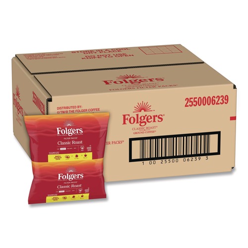 Just Launched | Folgers 2550006239 0.9 oz. Classic Roast Coffee Filter Packs (40/Carton) image number 0