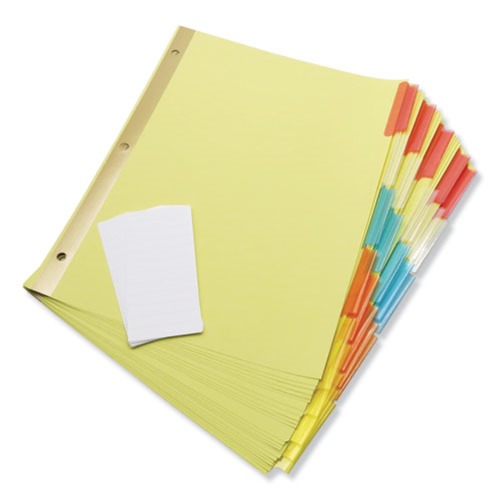Dividers & Tabs | Universal UNV21874 11 in. x 8.5 in. 5-Tab Deluxe Extended Insertable Tab Indexes - Buff, Assorted Tabs (6/Pack) image number 0