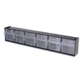 Boxes & Bins | Deflecto 20604OP Tilt Bin 23.63 in. x 3.63 in. x 4.5 in. Interlocking Multi-Bin Storage Organizer - Black/Clear image number 5