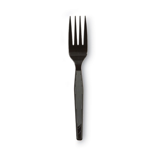  | Dixie FM517 Heavy Mediumweight Plastic Forks - Black (1000/Carton) image number 0