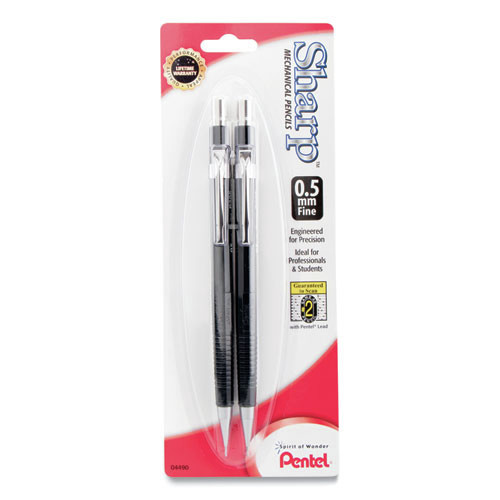 Pens | Pentel P205BP2-K6 0.5 mm HB (#2) Sharp Mechanical Pencil - Black Lead, Black Barrel (2/Pack) image number 0