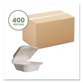 Food Trays, Containers, and Lids | Vegware WHBRG-6 HW 5.9 in. x 5.9 in. x 2.9 in. Molded Fiber Compostable Sugarcane Clamshell Containers - White (400/Carton) image number 1