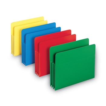 Smead 73500 3.5 in. Expansion Straight Tab Poly File Pockets - Letter, Assorted (4/Box)