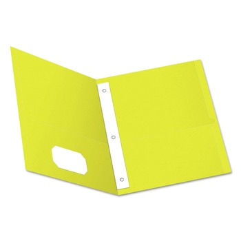 FILE FOLDERS | Oxford 57709 11 in. x 8.5 in. 0.5 in. Capacity Twin-Pocket Folders with 3 Fasteners - Yellow (25/Box)