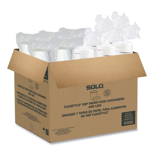 Food Trays, Containers, and Lids | SOLO KHSB8A-2050 8 oz Flexstyle Double Poly Paper Food Combo Packs - White (250/Carton) image number 0