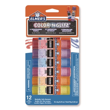  | Elmer's 2197116 0.21 oz. Glitter Glue Sticks - Applies Assorted Colors, Dries Clear Glitter (12/Pack)