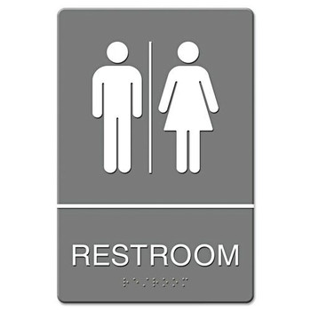 Headline Sign 4812 6 in. x 9 in. Restroom Symbol Tactile Graphic Molded Plastic ADA Sign - Gray