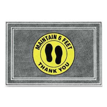 FLOOR MATS | Apache Mills 3984528802X3 24 in. x 36 in. Maintain 6 Feet Thank You Message Floor Mats - Charcoal/Yellow