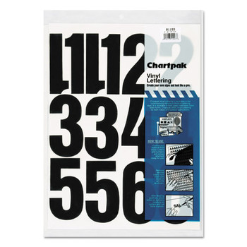  | Chartpak 01193 4 in. H Self Adhesive Press-On Vinyl Numbers - Black (23/Pack)