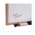 White Boards | Universal UNV43620 96 in. x 48 in. Deluxe Melamine Dry Erase Board - Melamine White Surface, Oak Fiberboard Frame image number 1