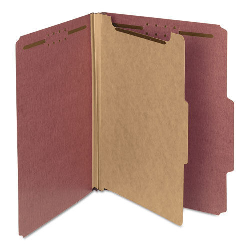 File Folders | Smead 13724 2 in. Expansion Recycled Pressboard 4-Fastener Classification Folders - Letter Size/Red Exterior (10/Box) image number 0