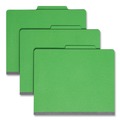 File Folders | Smead 13702 2 in. Expansion 1 Divider Letter Size 4 SafeSHIELD Fasteners Top Tab Classification Folders - Green Exterior (10/Box) image number 0