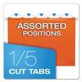 File Folders | Pendaflex 04152 1/5 ORA 1/5-Cut Tabs Colored Reinforced Hanging Letter Folders - Orange (25/Box) image number 2