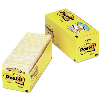 Post-it Notes 654-18CP 3 in. x 3 in. Original Pads Cabinet Pack in Canary Yellow (18 Pads/Pack)