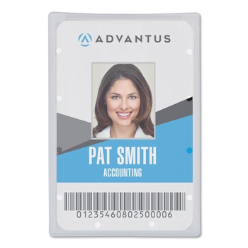 Advantus 97100 2.31 in. x 3.69 in. Horizontal ID Card Holder with 2.13 in. x 3.38 in. Insert - Clear (25/Pack)
