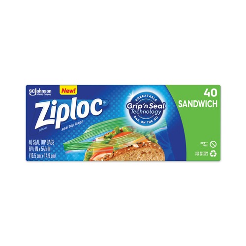 Food Service | Ziploc 383179 6.5 in. x 5.88 in. Resealable Sandwich Bags - Clear (480/Carton) image number 0