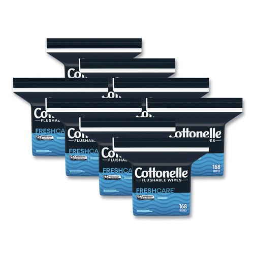 Cleaning Cloths | Cottonelle 10358 5 in. x 7.25 in. 1-Ply Fresh Care Flushable Cleansing Cloths - White (8/Carton) image number 0