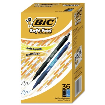 BIC SCSM361-AST Soft Feel 1 mm Medium Ballpoint Pen Value Pack - Assorted Ink and Barrel Colors (36/Pack)