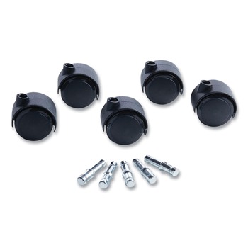 OFFICE CHAIR CASTERS | Master Caster 23624 2 in. Soft Polyurethane Wheel Grip Ring Type B and Type K Stems Deluxe Duet Casters - Matte Black (5-Piece/Set)