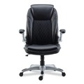 Office Chairs | Alera ALELT4249 Leithen Bonded Leather Midback Chair Supports Up to 275 lbs. - Black/Silver image number 1