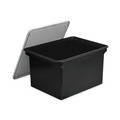 File Folders | Storex 61528U01C 18.5 in. x 14.25 in. x 10.88 in. Plastic Letter/Legal File Tote - Black/Clear image number 1