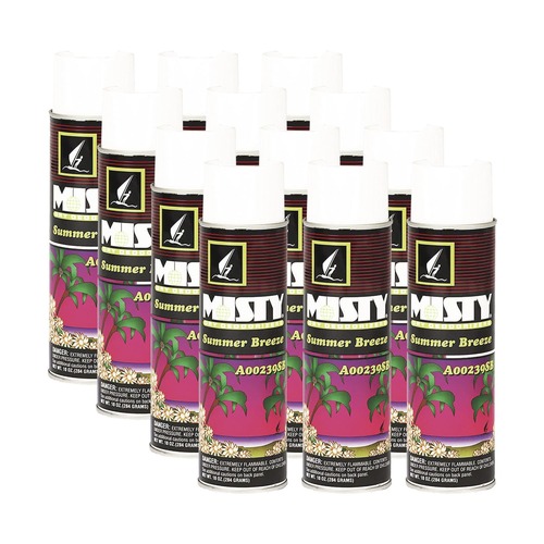 Odor Control | Misty 1001868 10 oz. Aerosol Spray Handheld Air Deodorizer - Summer Breeze (12/Carton) image number 0