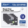Tapes | Brother P-Touch TZE2314PKB 0.5 in. TZe Series Standard Adhesive Laminated Labeling Tape - Black on White (4/Pack) image number 1