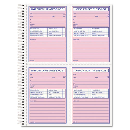 Retail Store Supplies | TOPS 4005 3.88 x 5.5 Two-Part Carbonless Telephone Message Book with Fax/Mobile Section image number 0