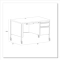 Office Desks & Workstations | Hirsh Industries 22656 48 in. x 30 in. x 29.5 in. Right-Hand Pedestal Box/File Drawers Mobile Teachers Pedestal Desks - Walnut/Black image number 4