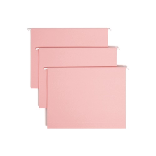 Back to School Sale | Smead 64066 Letter Size 1/5-Cut Tabs Colored Hanging File Folders - Pink (25/Box) image number 0
