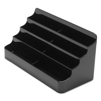 Deflecto 90804 7.88 x 3.88 x 3.38 Plastic 8-Tier Recycled Business Card Holder - Black