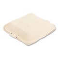 Food Trays, Containers, and Lids | Boardwalk BWKHNGE3C9NPFA 9 in. x 3.19 in. x 9 in. Bagasse PFAS-Free 3-Compartment Food Containers - Tan (200/Carton) image number 2