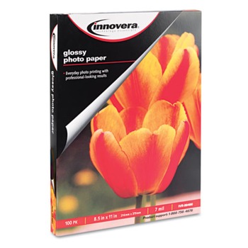 PHOTO PAPER | Innovera IVR99490 7 mil 8.5 in. x 11 in. Photo Paper - Glossy White (100/Pack)