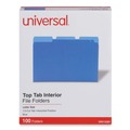 File Folders | Universal UNV12301 1/3-Cut Assorted Tab Interior File Folders - Letter Size, Blue (100/Box) image number 0