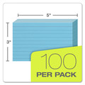 Flash Cards | Oxford 7321 BLU 3 in. x 5 in. Ruled Index Cards - Blue (100/Pack) image number 1