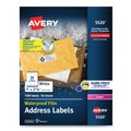 Labels | Avery 05520 Waterproof 1 in. x 2.63 in. Address Labels for Laser Printers - White (30/Sheet, 50 Sheets/Pack) image number 0