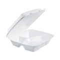 Food Trays, Containers, and Lids | Dart 90HT3 9 in. x 9.4 in. x 3 in. 3 Compartments Insulated Foam Hinged Lid Containers - White (200/Carton) image number 2