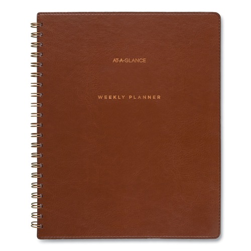 Notebooks & Pads | AT-A-GLANCE YP905A09 11.5 in. x 8 in. 13-Month (Jul 2024-2025) Signature Collection Academic Weekly/Monthly Planners - Distressed Brown Cover image number 0