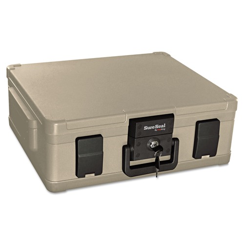 Office & Office Supplies | SureSeal By FireKing SS104 19.9w x 17d x 7.3h 0.38 cu ft Fire and Waterproof Chest - Taupe image number 0
