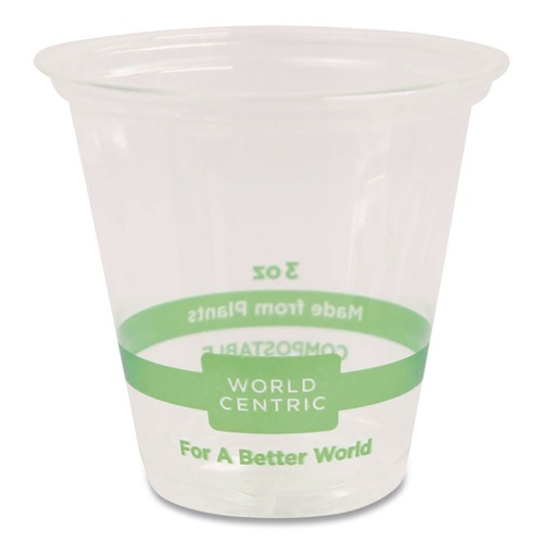 Cups and Lids | World Centric CP-CS-3 3 oz PLA Plastic Cold Cups - Clear (2500/Carton) image number 0