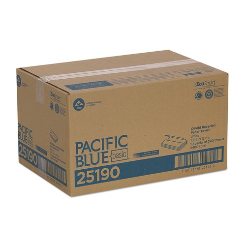 Paper Towels and Napkins | Georgia Pacific Professional 25190 10.1 in. x 12.7 in. 1-Ply Pacific Blue Basic C-Fold Paper Towel - White (2400/Carton) image number 0