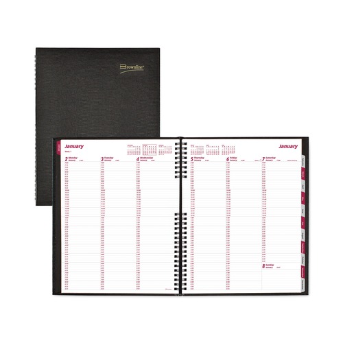 Notebooks & Pads | Brownline CB950C-BLK 11 in. x 8.5 in. 12-Month (Jan to Dec) 2025 CoilPro Weekly Appointment Book in Columnar Format - Black Lizard-Look Cover image number 0