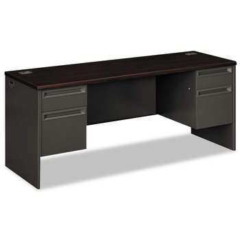 HON H38854.N.S 38000 Series 72 in. x 24 in. x 29.5 in. Kneespace Credenza - Mahogany/Charcoal